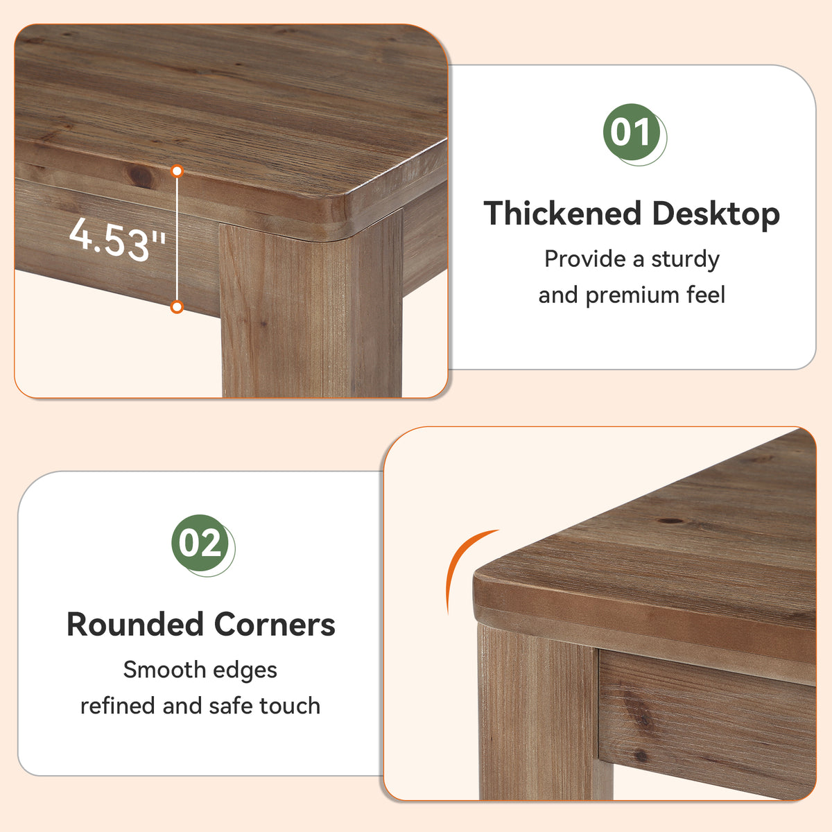 79" Farmhouse Solid Wood Two Person Desk, Long Computer Desk for 2, Writing Table