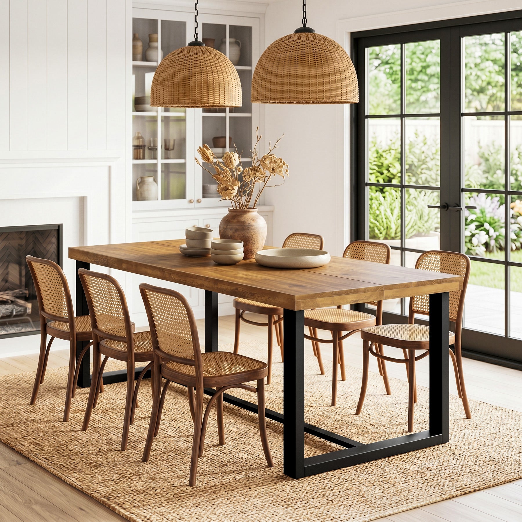 70.8" Solid Wood Dining Table, Farmhouse Kitchen Table for 6-8 for Dining Room