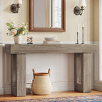 63" Console Table, Rectangular Sofa Table with Thick Legs Behind Couch