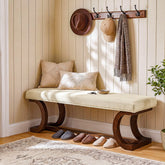 48" Upholstered Bench, Solid Wood Entryway Bench End of Bed Bench with Soft Cushion 3
