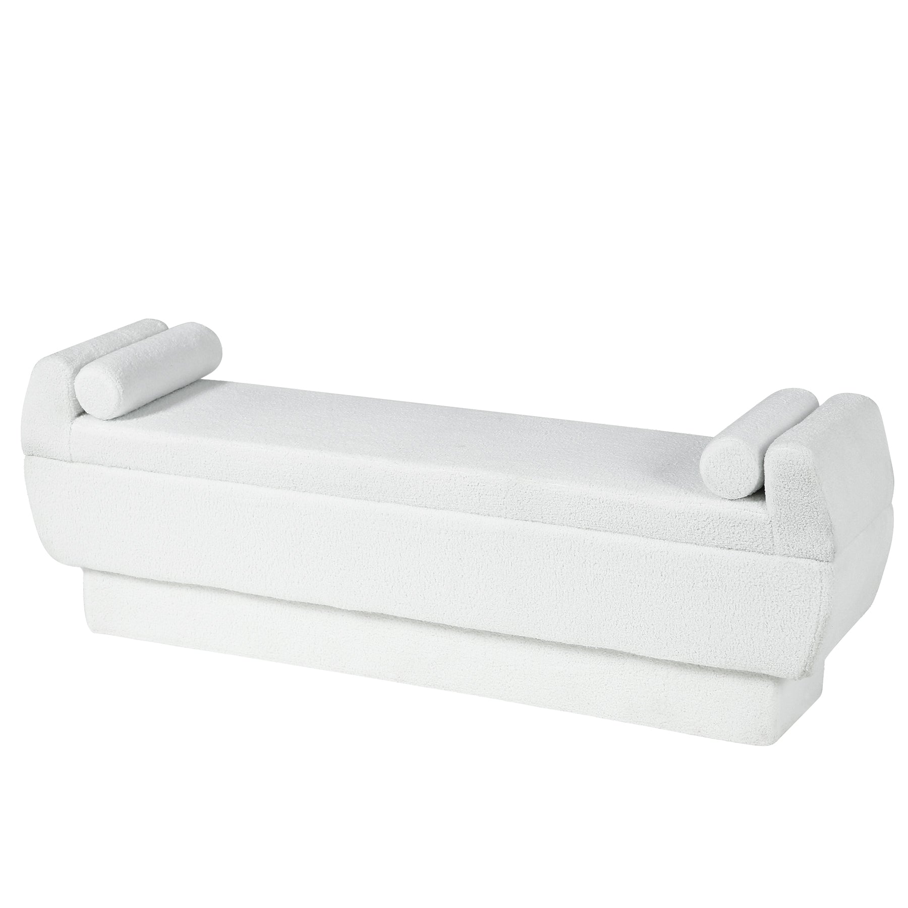 59.8-Inch Upholstered End of Bed Bench, Sherpa Entryway Bench