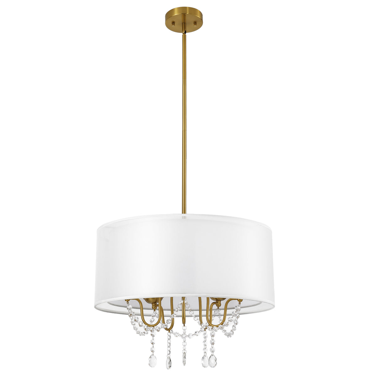 19.7" Gold Crystal Drum Chandelier, Modern 5-Light Pendant Light