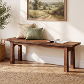 55" Solid Wood Entryway Bench, Farmhouse Shoe Bench End of Bed Bench, Easy Assembly 3