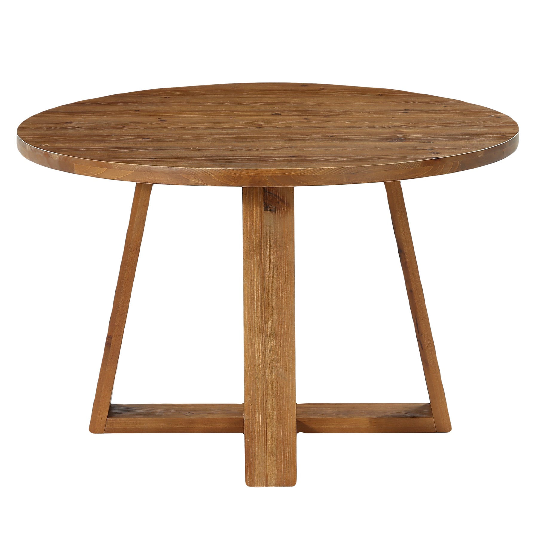 47.2" Round Dining Table, Farmhouse Solid Wood Kitchen Table with Trestle Base for 4