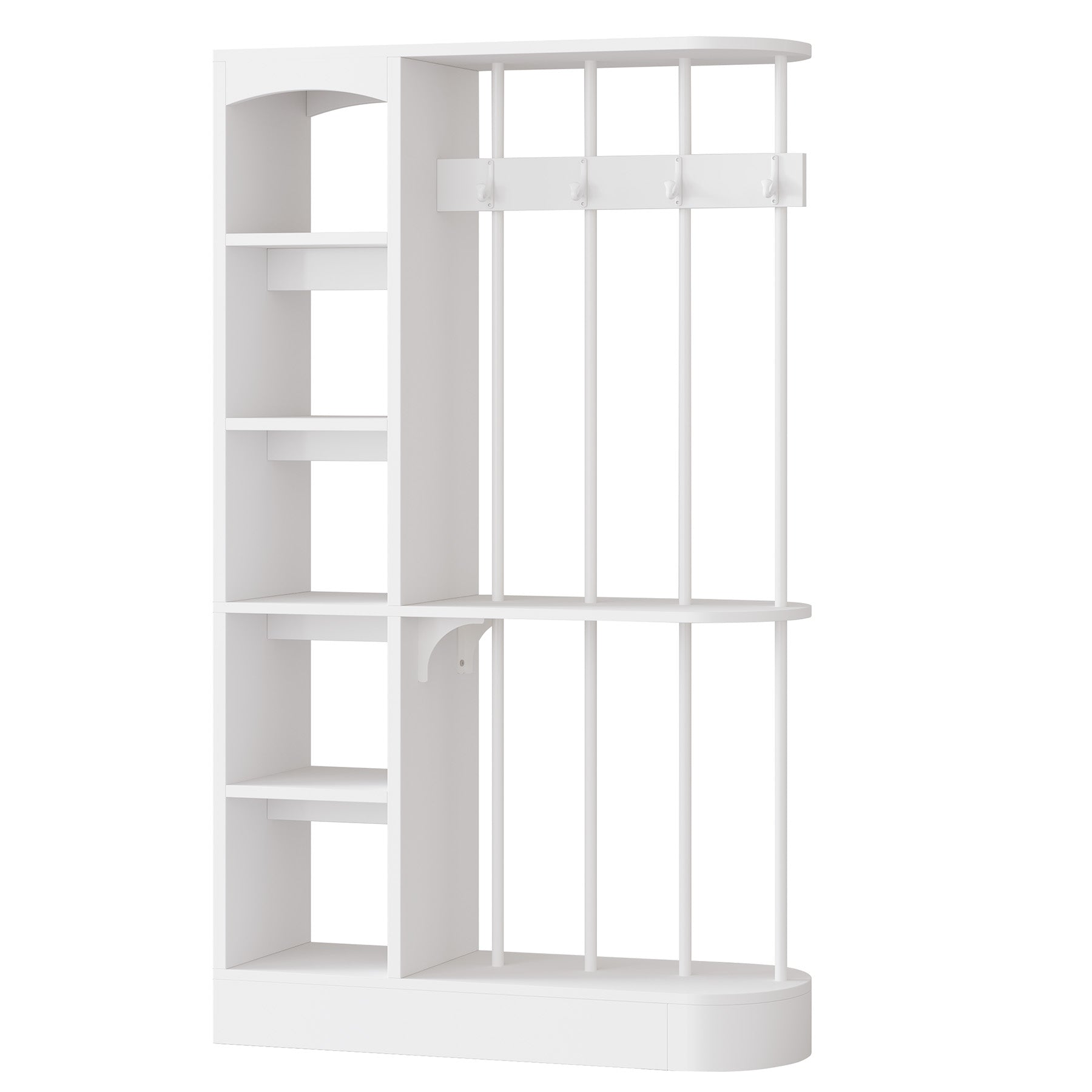 70.9" Wall Room Divider, Modern Wall Partition with Storage Shelves & 4 Hooks