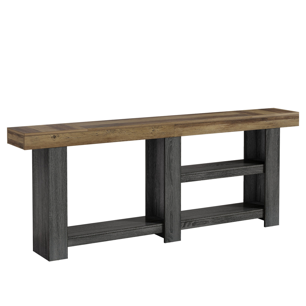 78.75" Console Table, Farmhouse Entryway Sofa Table with Muti-tier Open Shelf