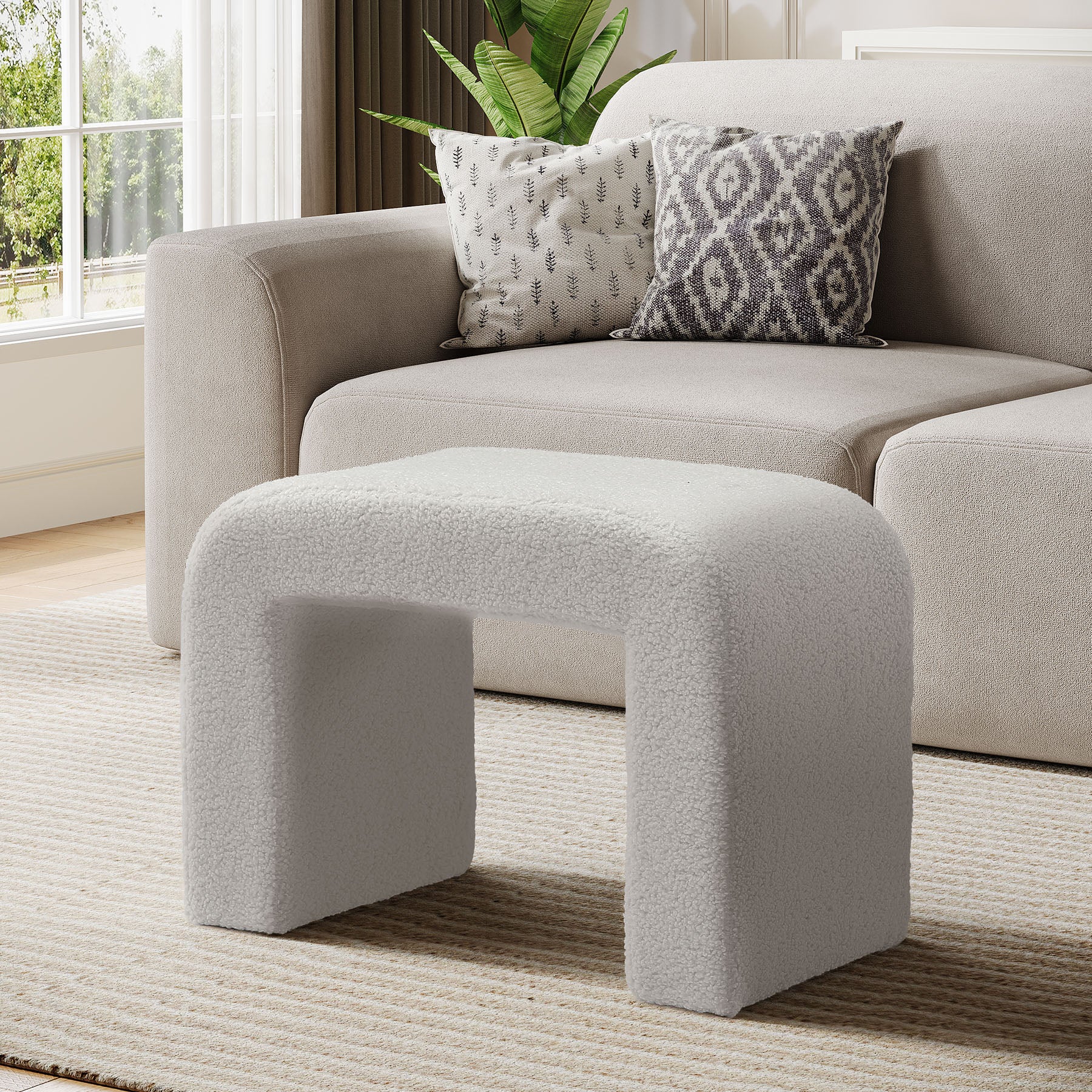 Tribesigns Modern Vanity Stool, Upholstered Ottoman Sofa Footrest