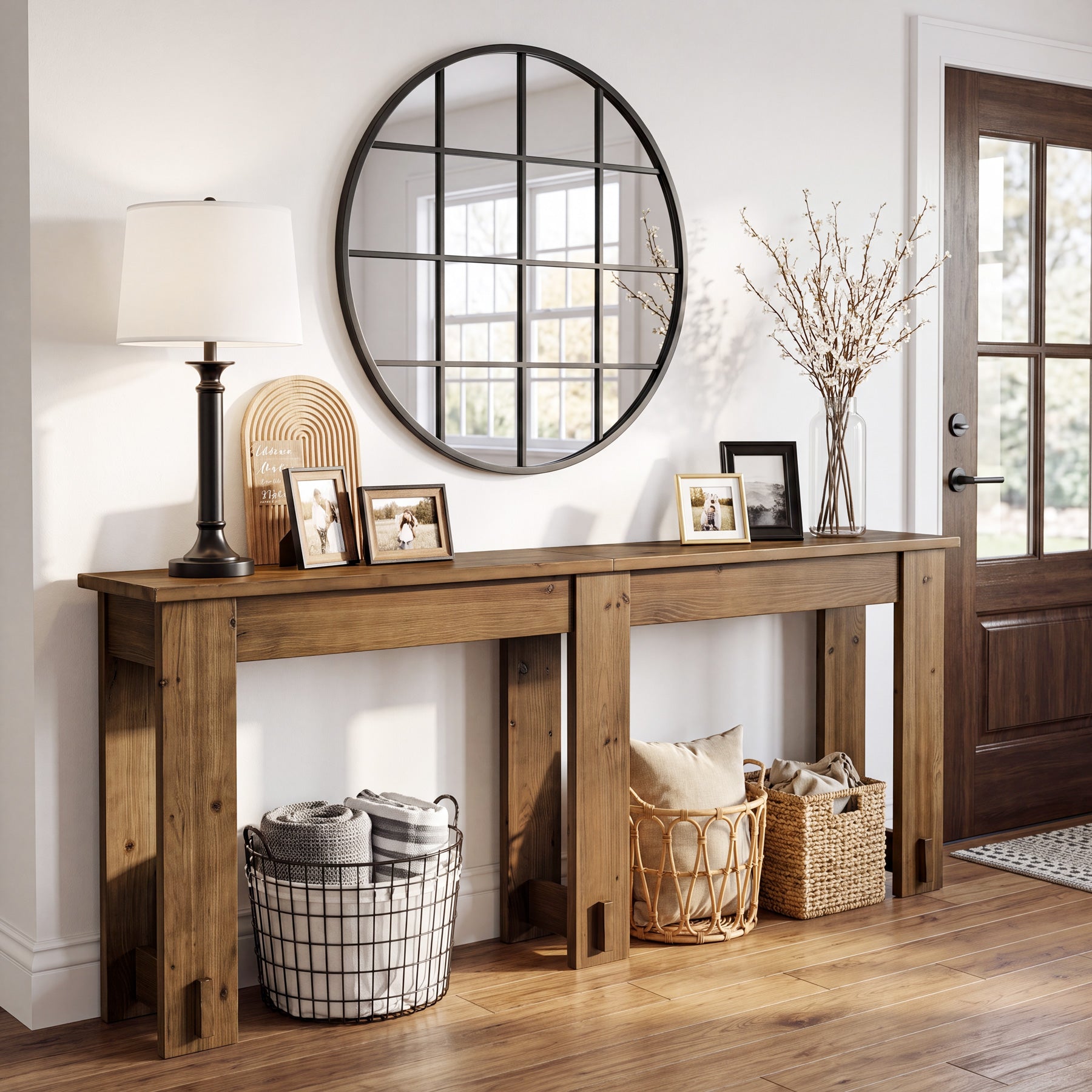 78.7" Extra Long Console Table,  Solid Wood Sofa Table with Sturdy Frame for Hallway