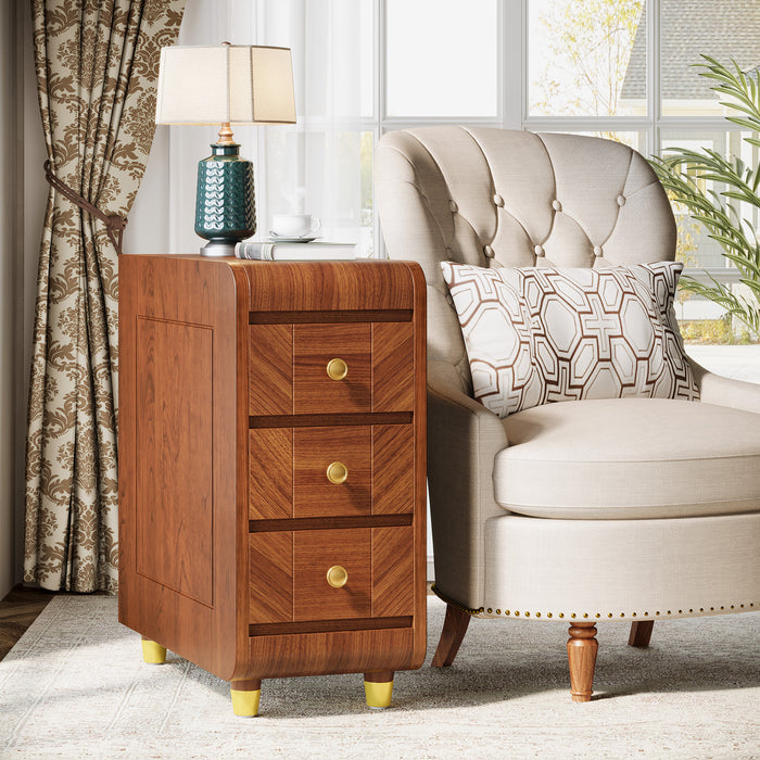 3-Drawer End Table, Small Classic Sofa Side table Bedside Table