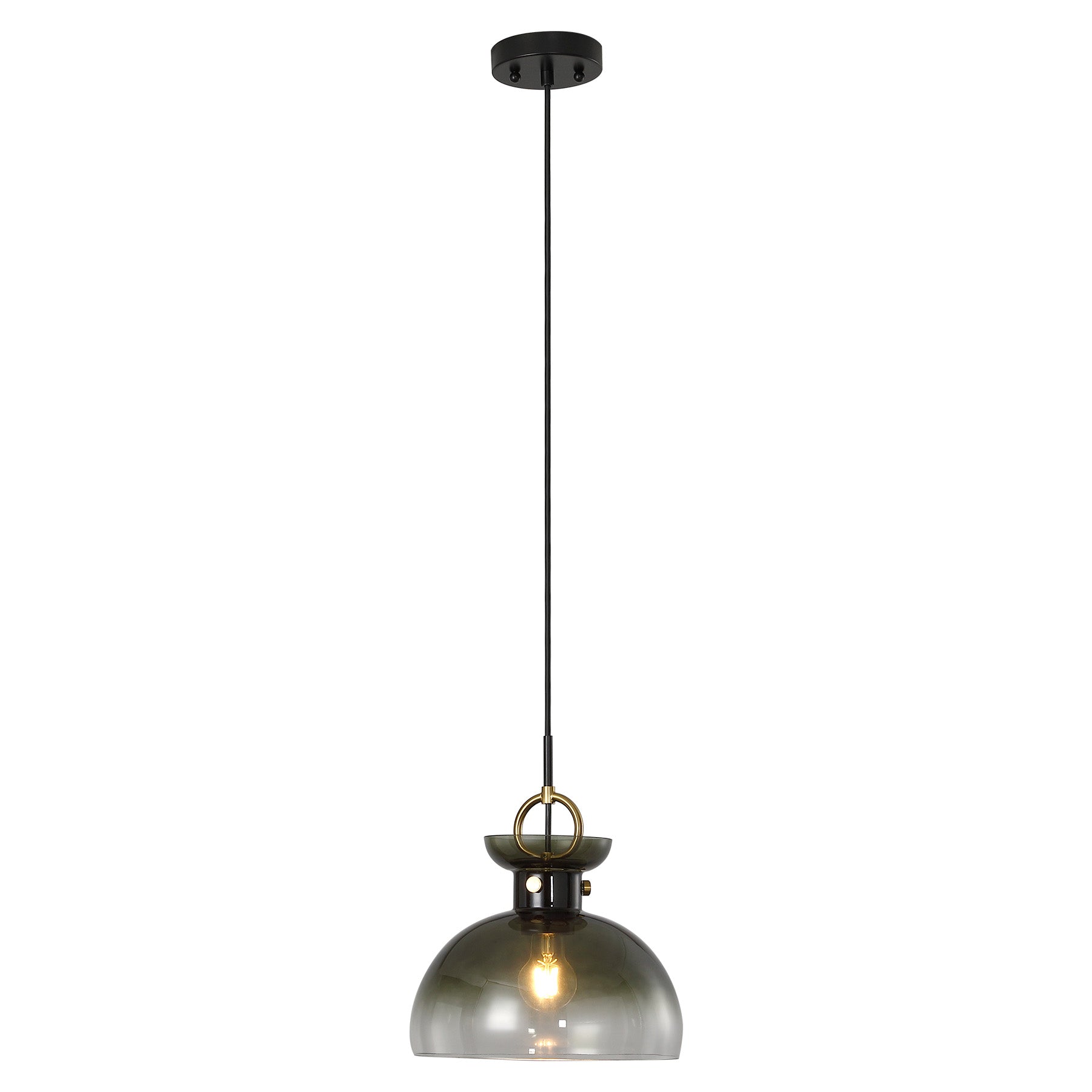 11" Modern Pendant Light Fixture with Gradient Green Glass Shade, E26 Base