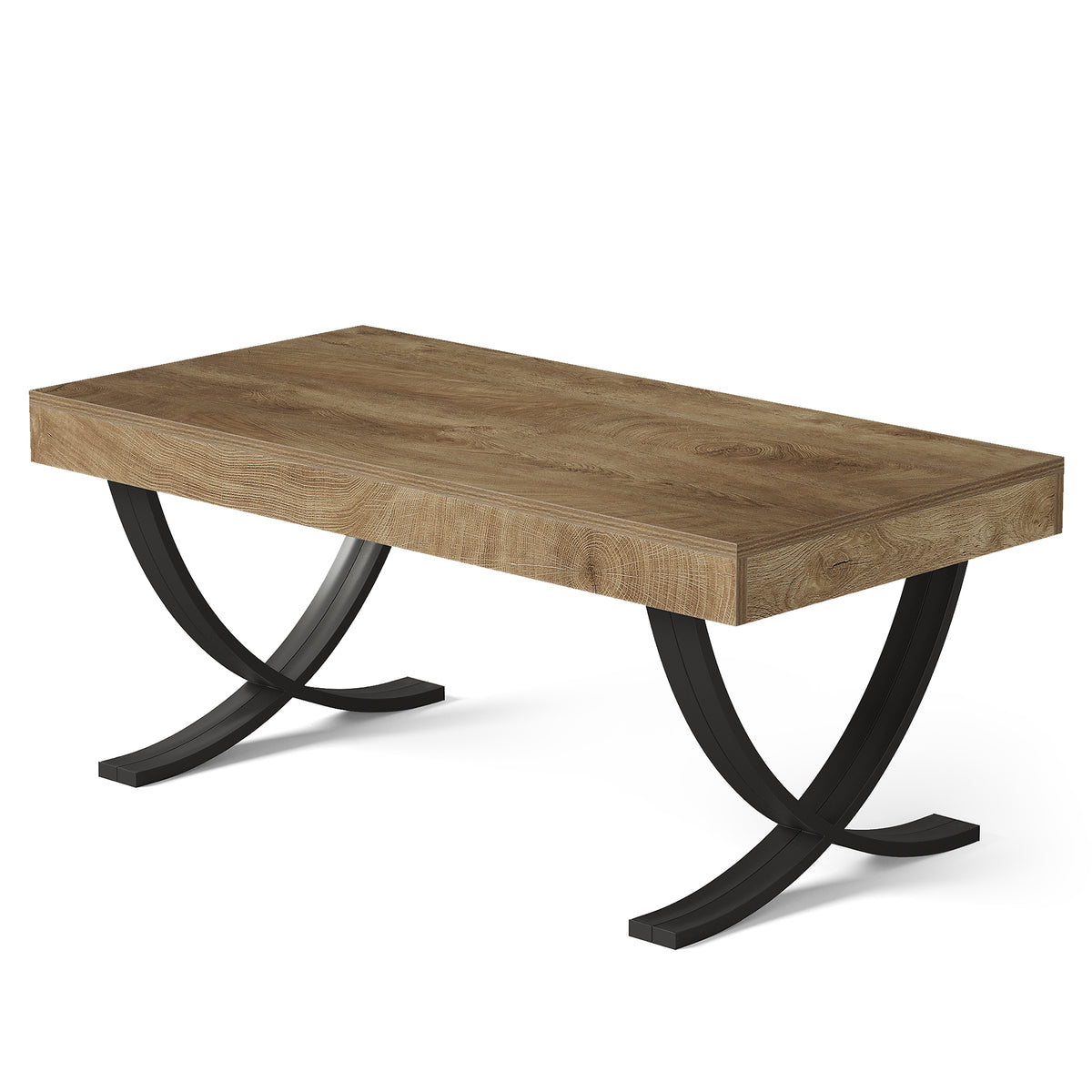 Tribesigns 47-Inch Modern Industrial Coffee Table, Rectangular Wood Center Table with Black Metal Legs, Farmhouse Living Room Table