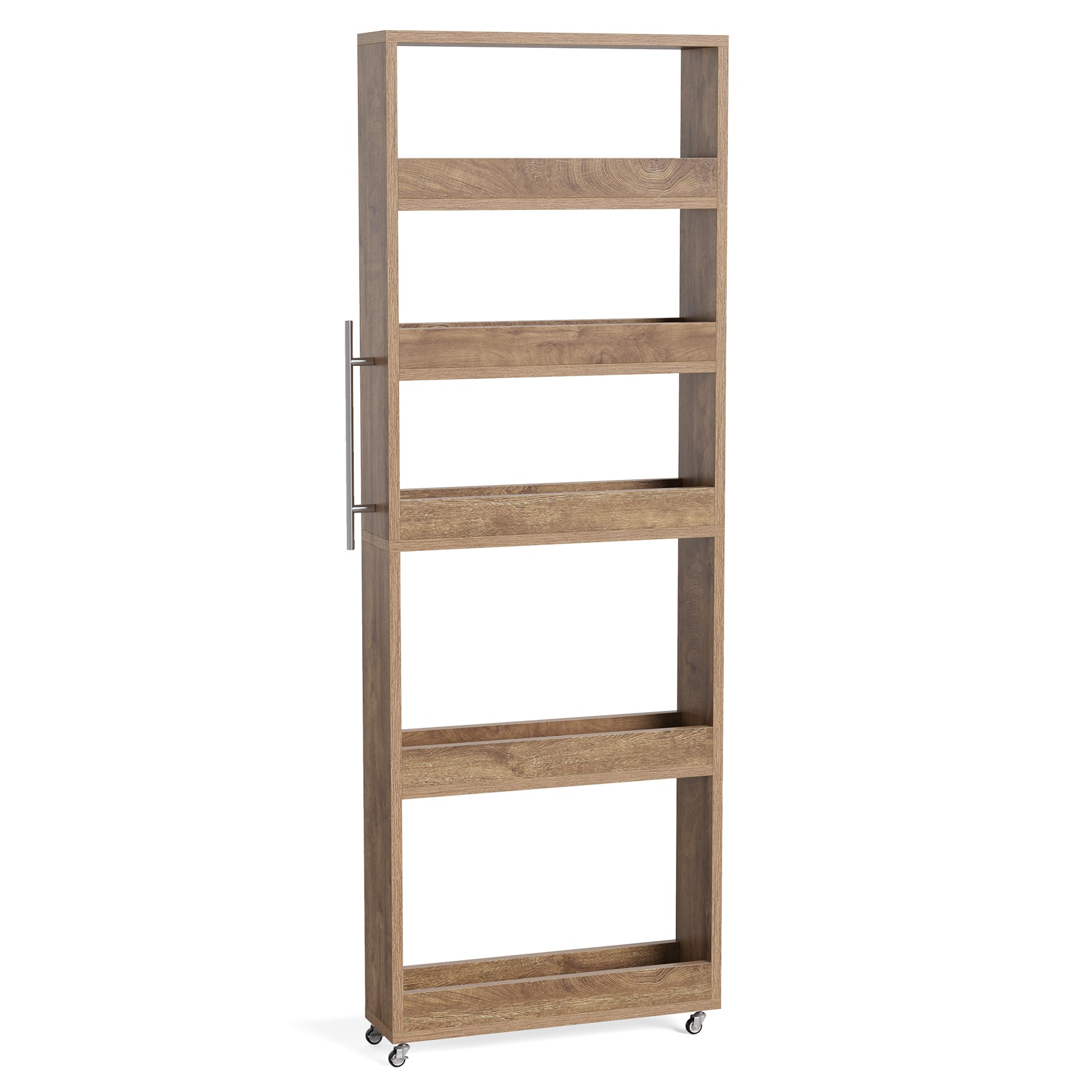 63" Utility Cart on Wheels, 5-Tier Narrow Mobile Shelf Organizer
