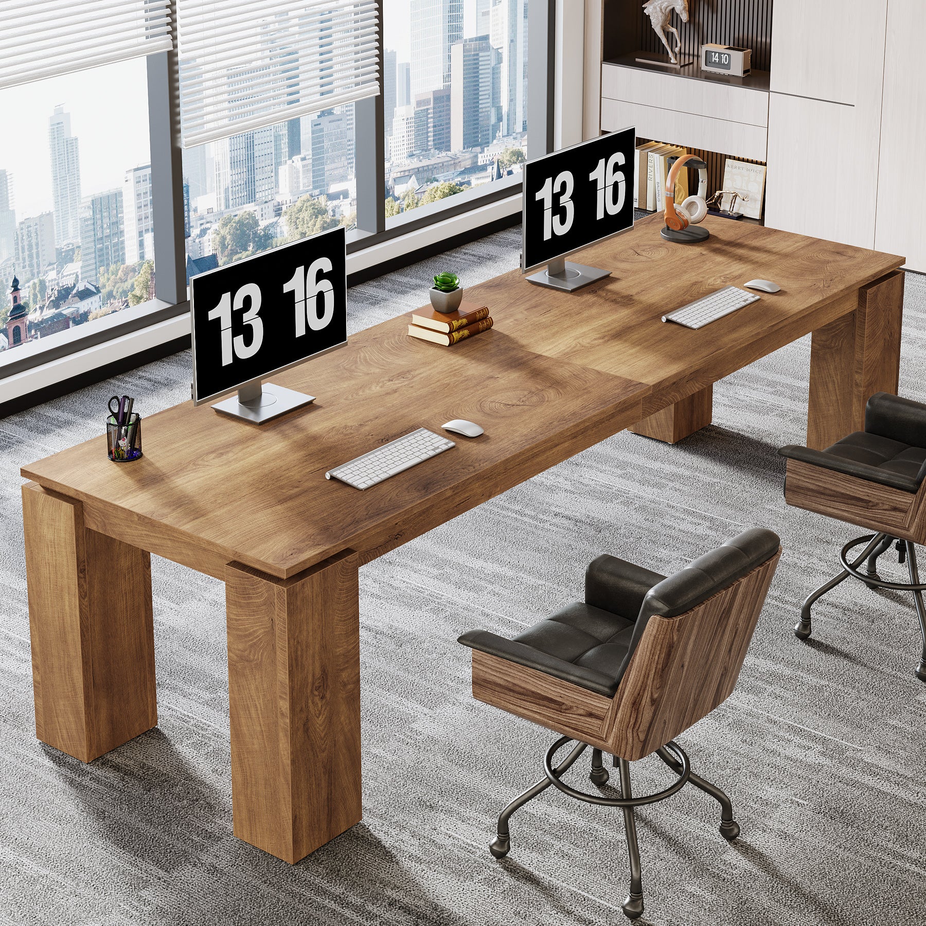 86" Two-Person Desk, Rectangle Double Computer Desk for Home Office