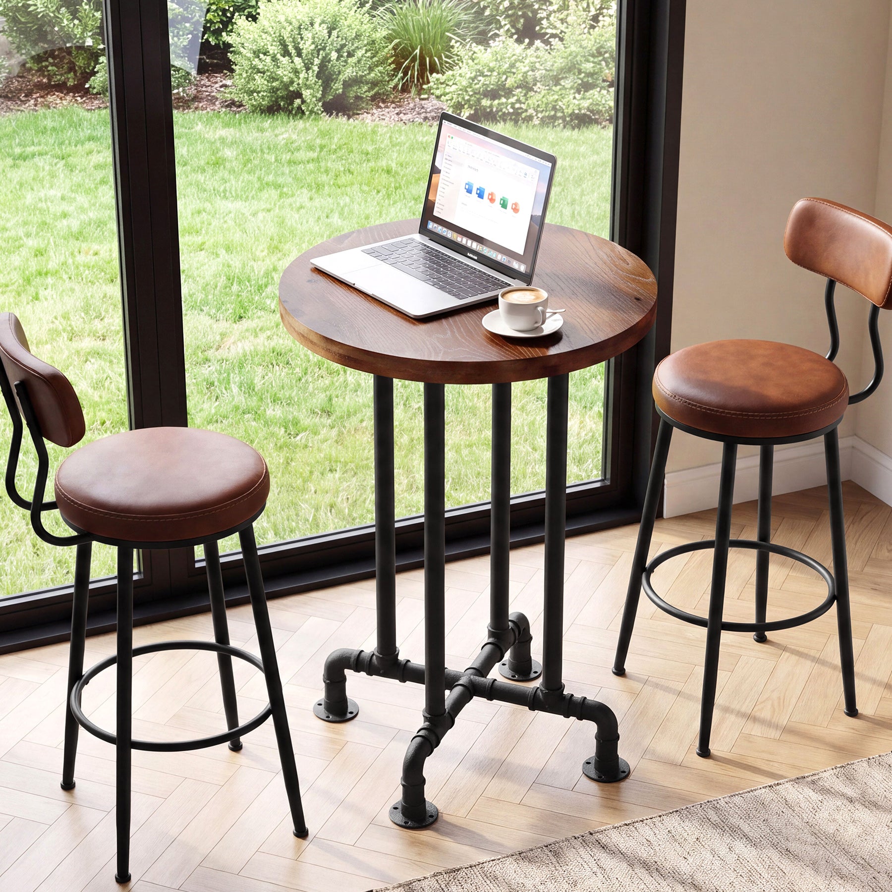 37.4" Round Bar Table, Solid Wood High Bar Height BistroTable