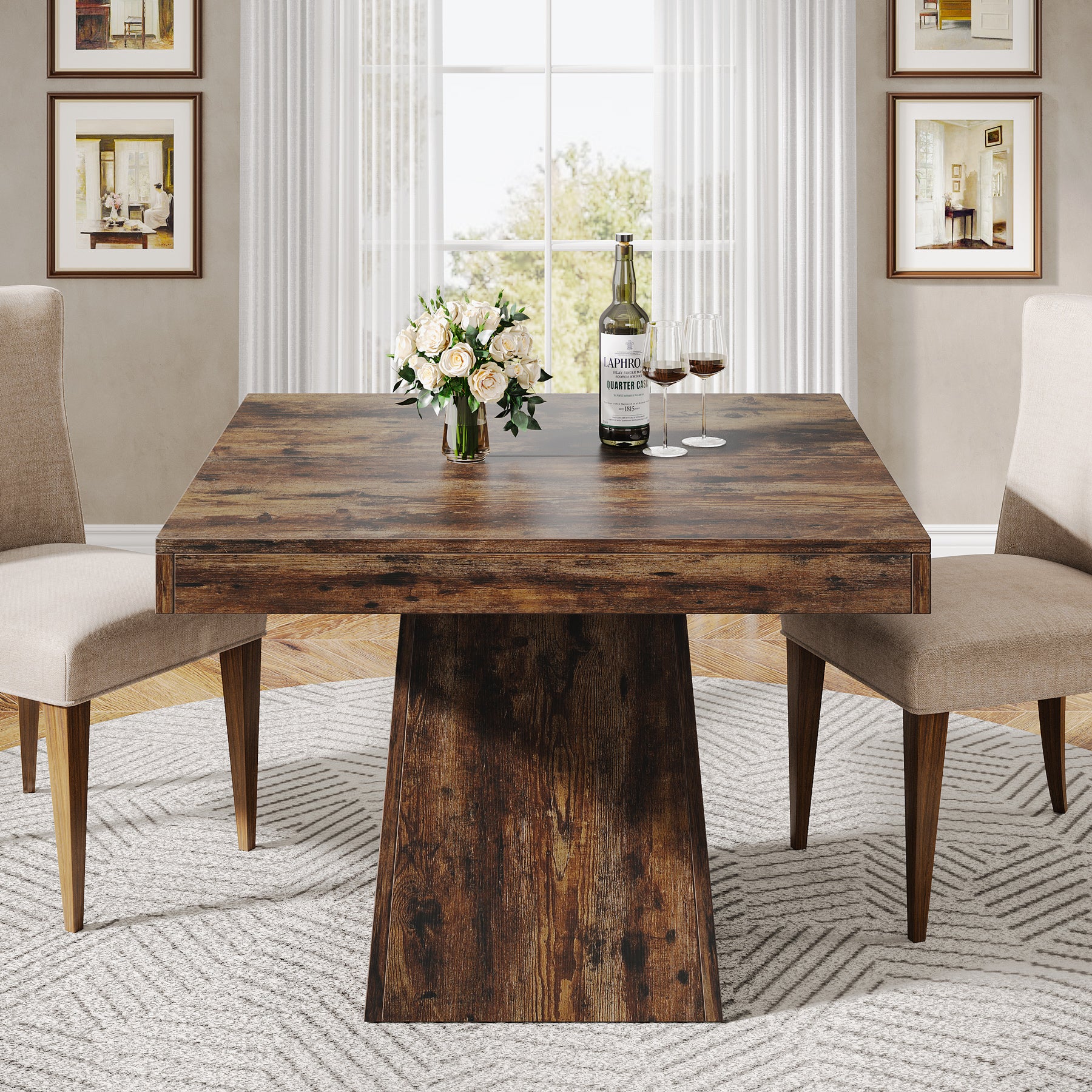 31.5" Square Dining Table, Small Farmhouse Kitchen Dinner Table for 4 People
