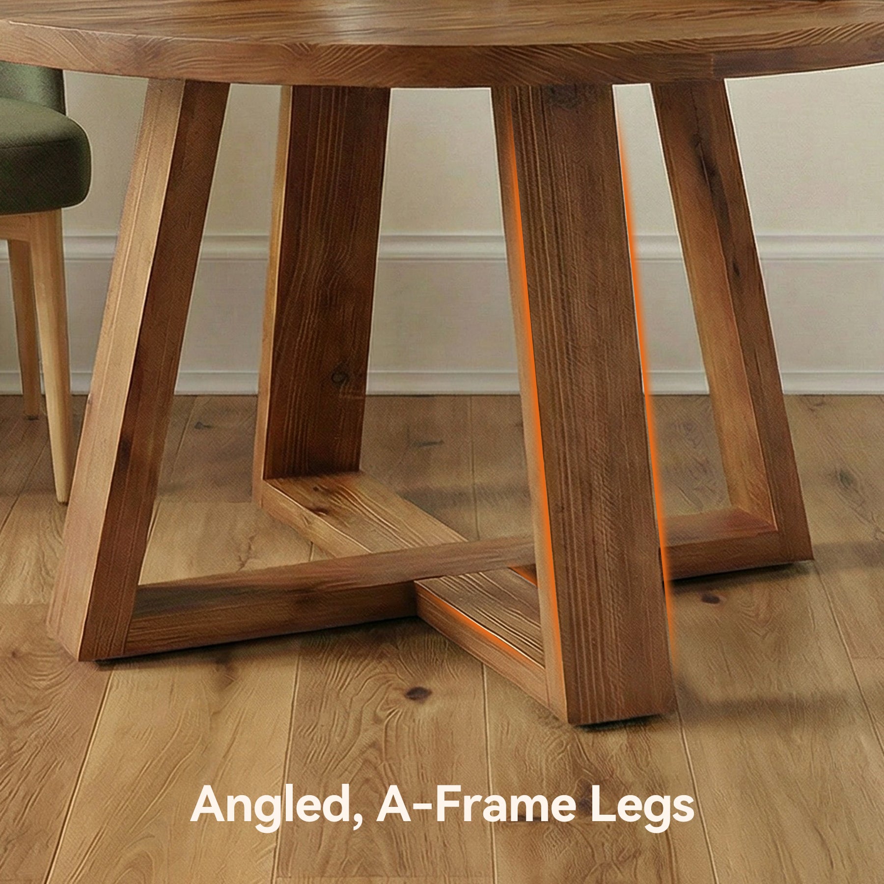 47.2" Round Dining Table, Farmhouse Solid Wood Kitchen Table with Trestle Base for 4