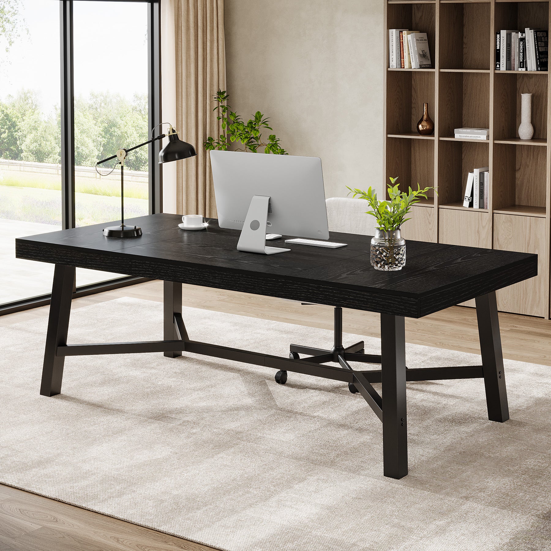 71" Executive Desk, Farmhouse Office Computer Desk with Sturdy Leg