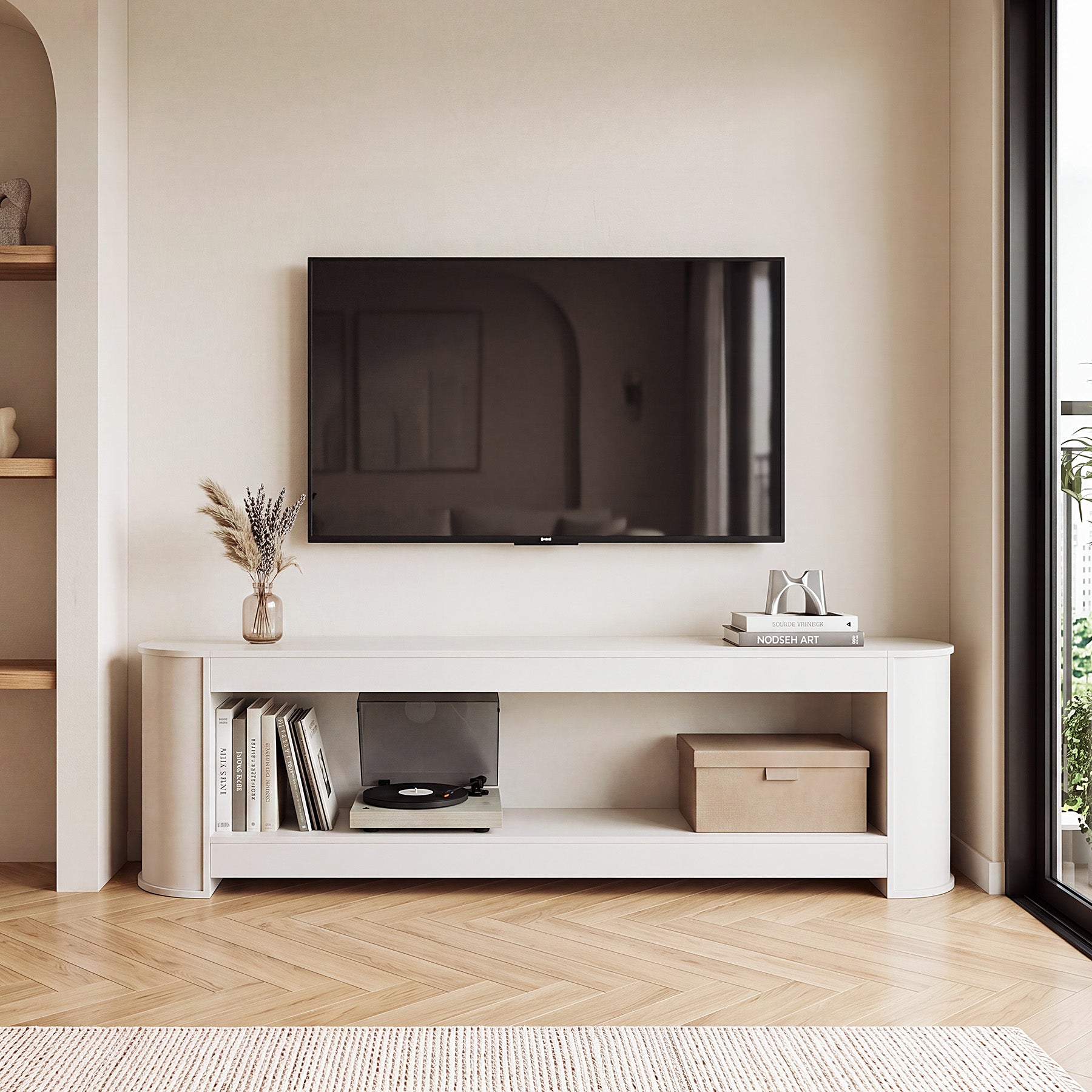 76.77" TV Stand, Modern Entertainment Center with Led Lights up to 85" TVs
