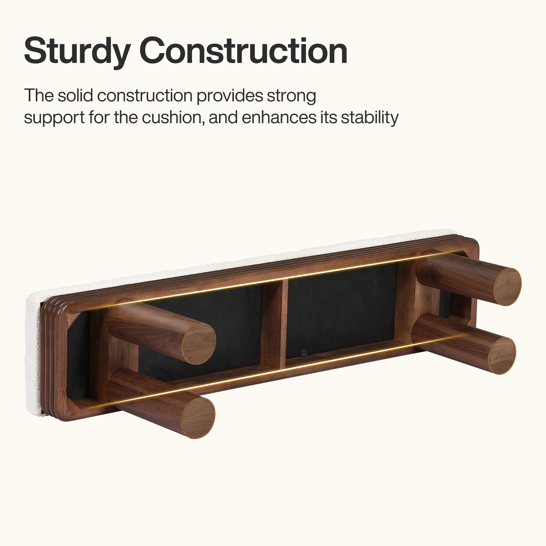 55" Upholstered Entryway Bench, Modern Shoe Bench with Faux Shearling Padded Seat