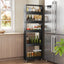 63" Utility Cart on Wheels, 5-Tier Narrow Mobile Shelf Organizer