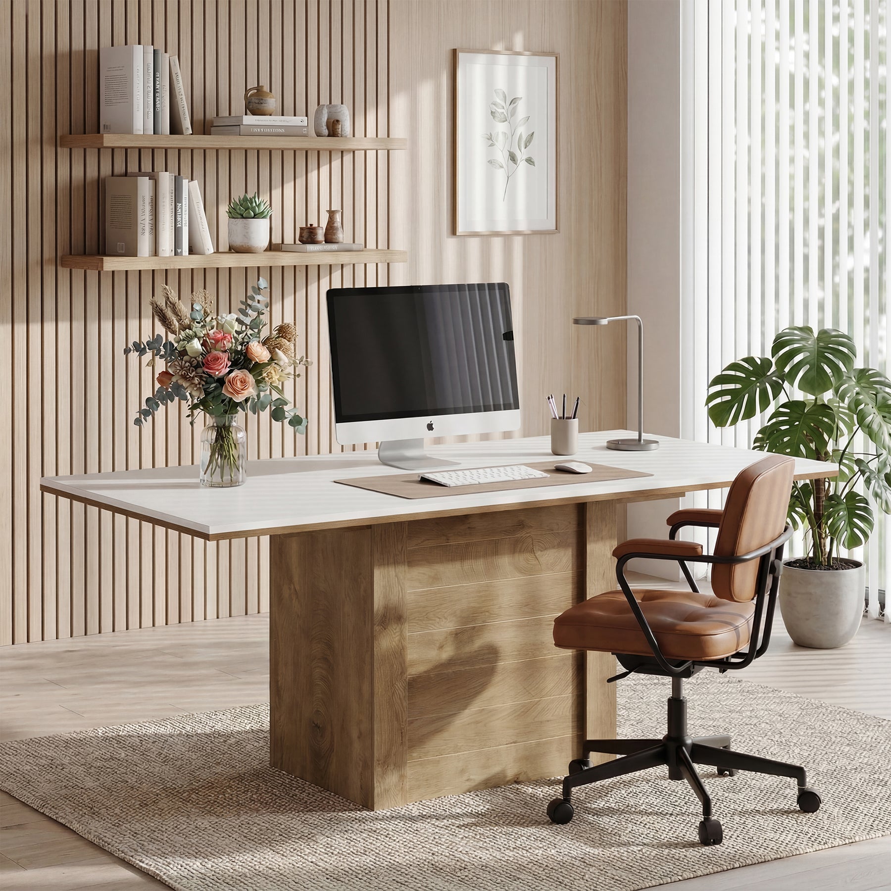 Tribesigns 55" Rectangular Conference Table, Meeting Table for 6-8 People for Office