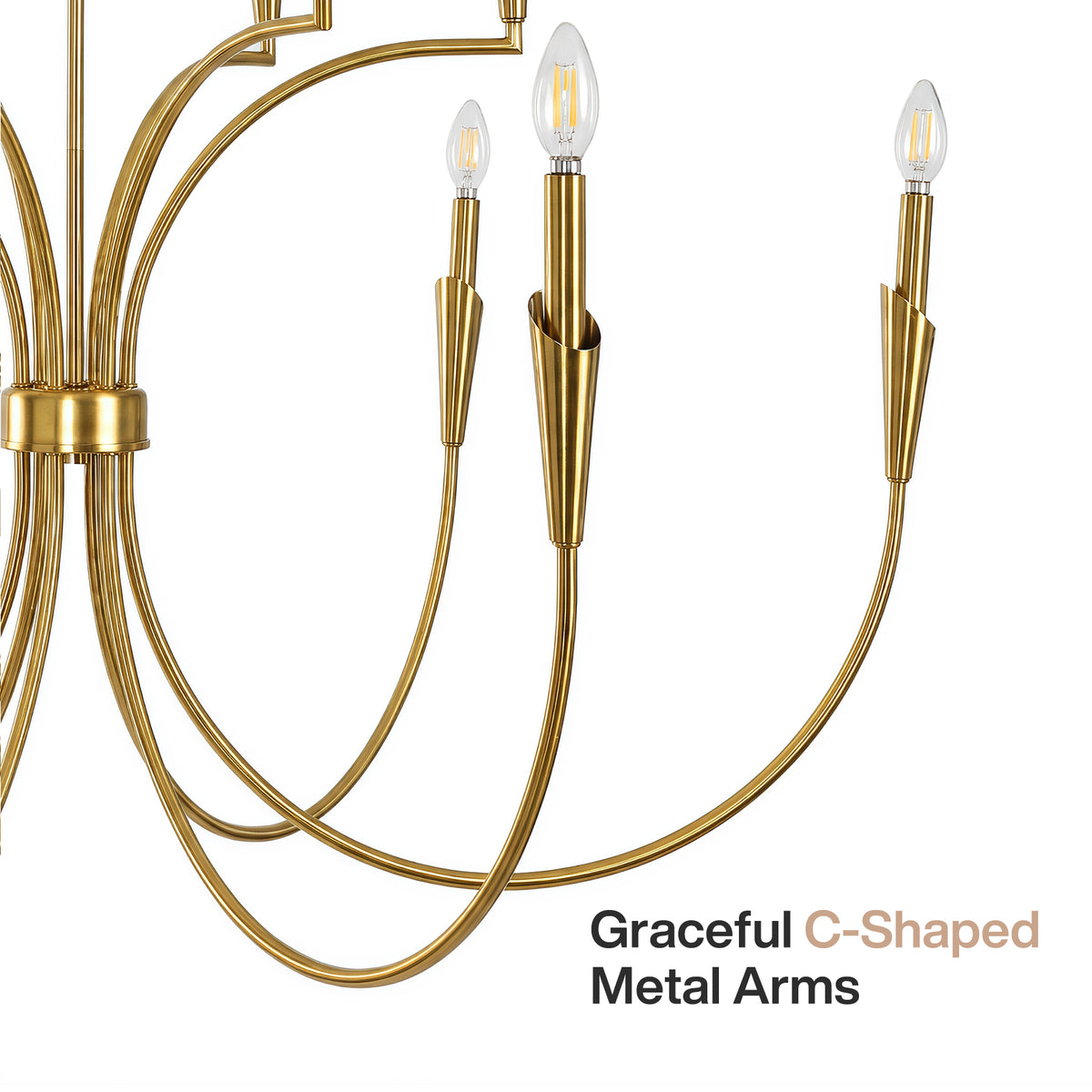 12-Light 45.5" Gold Chandelier, Modern Farmhouse Pendant Lighting