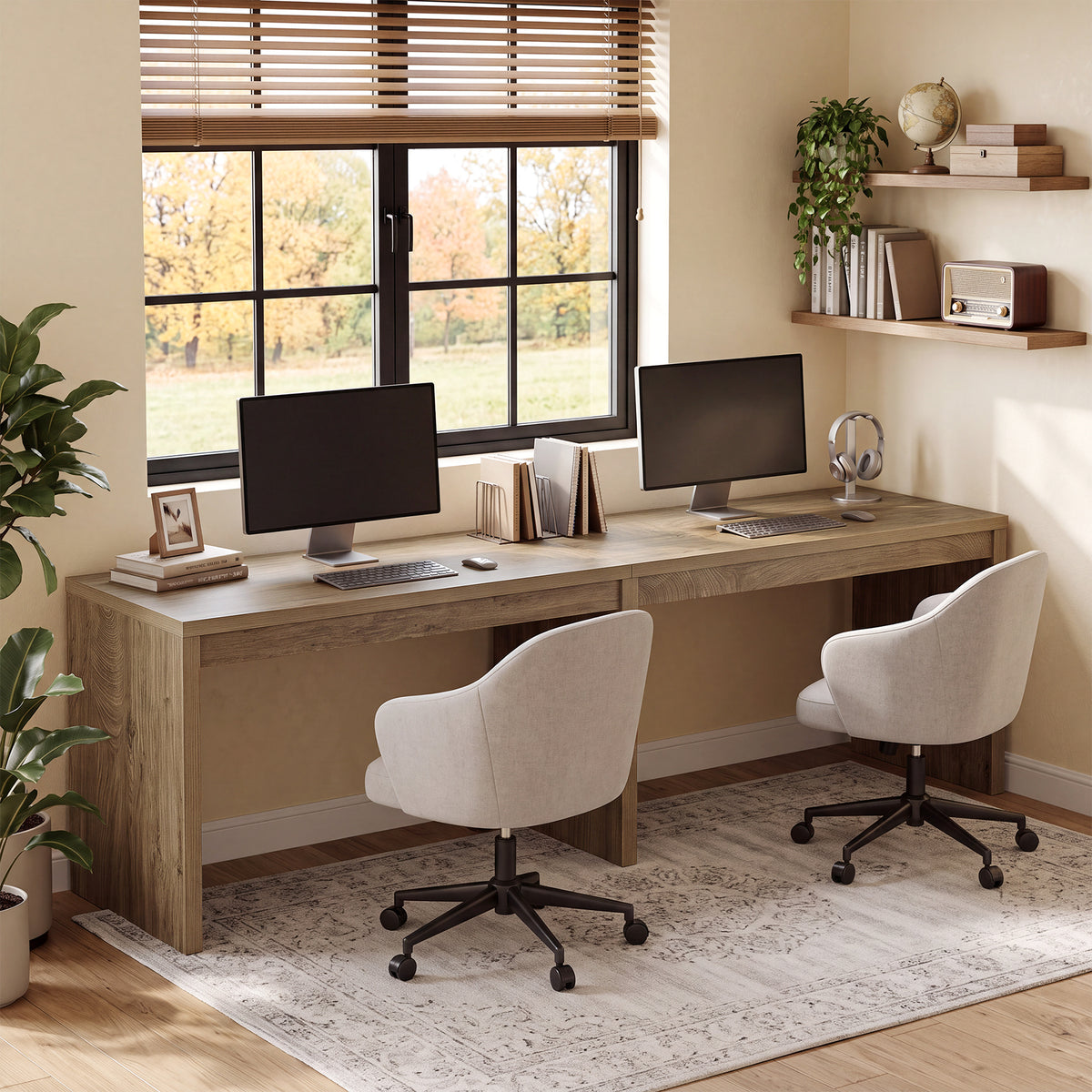 78.7" Two-Person Computer Desk, Extra-Long Double Writing Table for Home Office
