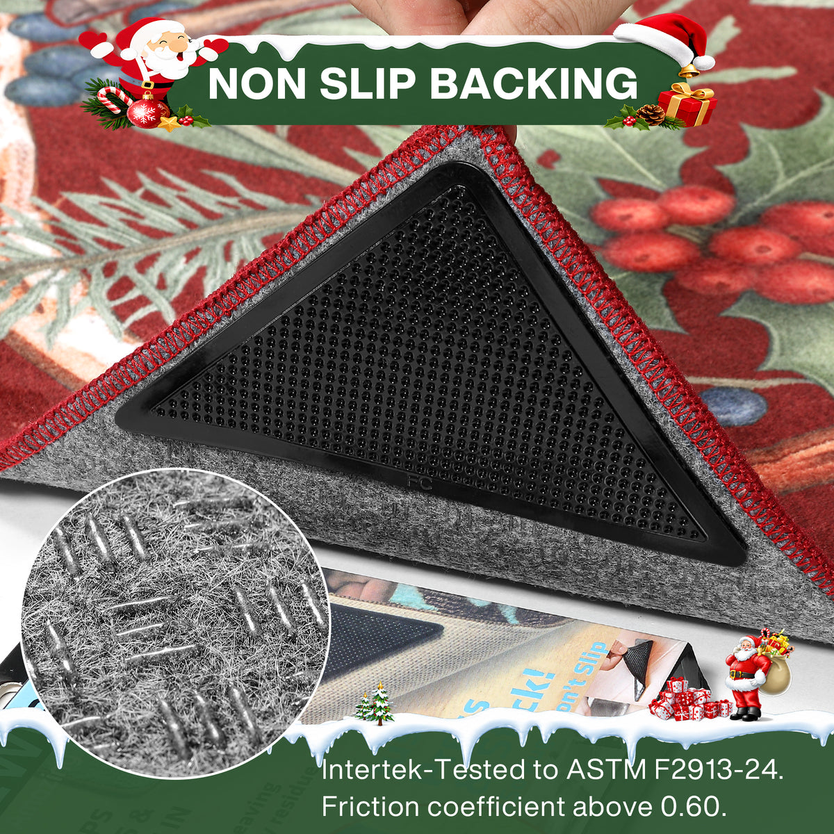 Christmas Tree Area Rug - Washable Non-Slip Holiday Carpet for Living Room Bedroom