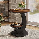 2 Tiers End Table, Sofa Side Bedside Table Nightstand with Arc-Shaped Frame 3