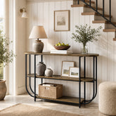63" Console Table, 3-Tier Narrow Entryway Table with Curved Metal Frame 3