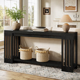 70.9" Console Table, Farmhouse 2-Tier Sofa Table with Vertical Stripe Legs 3
