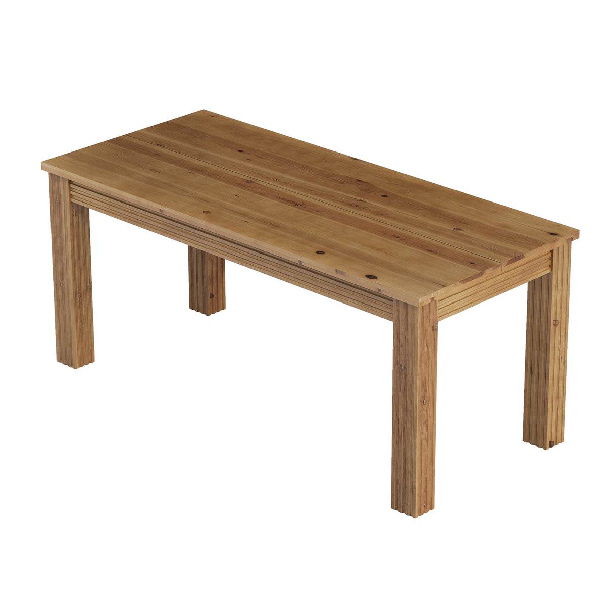 63" Solid Wood Dining Table for 4-6, Rectangular Fluted Kitchen Table for Dining Room