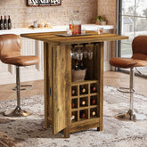 Square Bar Table, 31.5" Cocktail  Pub Table with Closed Cabinet Door 3