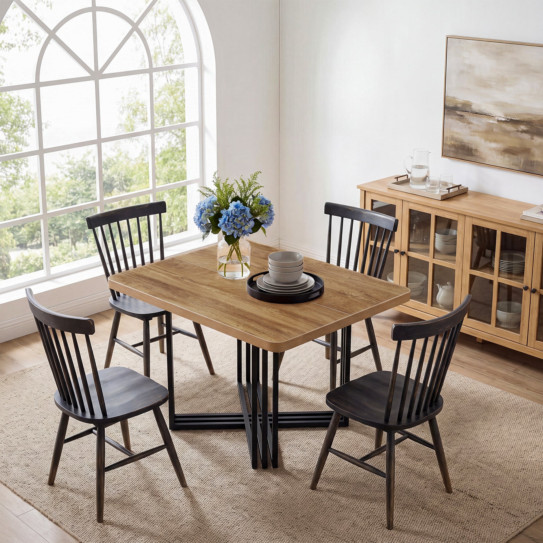 39.4-Inch Farmhouse Dining Table for 4, Compact Kitchen Table for Small Dining Rooms