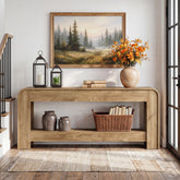 Tribesigns 78.74-Inch Extra Long Farmhouse Console Table with Storage Shelf and Rounded Edges 3
