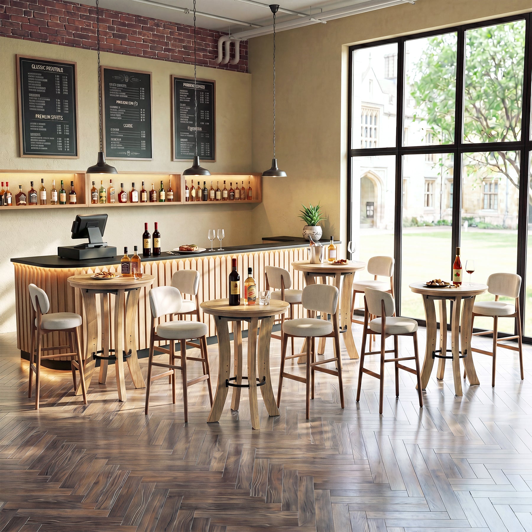Tribesigns 39.4-Inch Round Bar Table, Wood Pub Table for Small Spaces