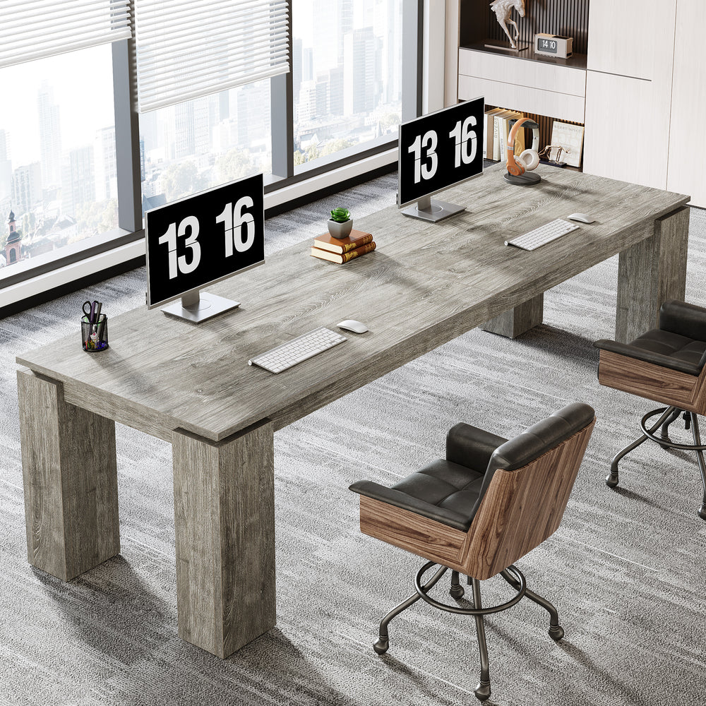 86" Two-Person Desk, Rectangle Double Computer Desk for Home Office ...