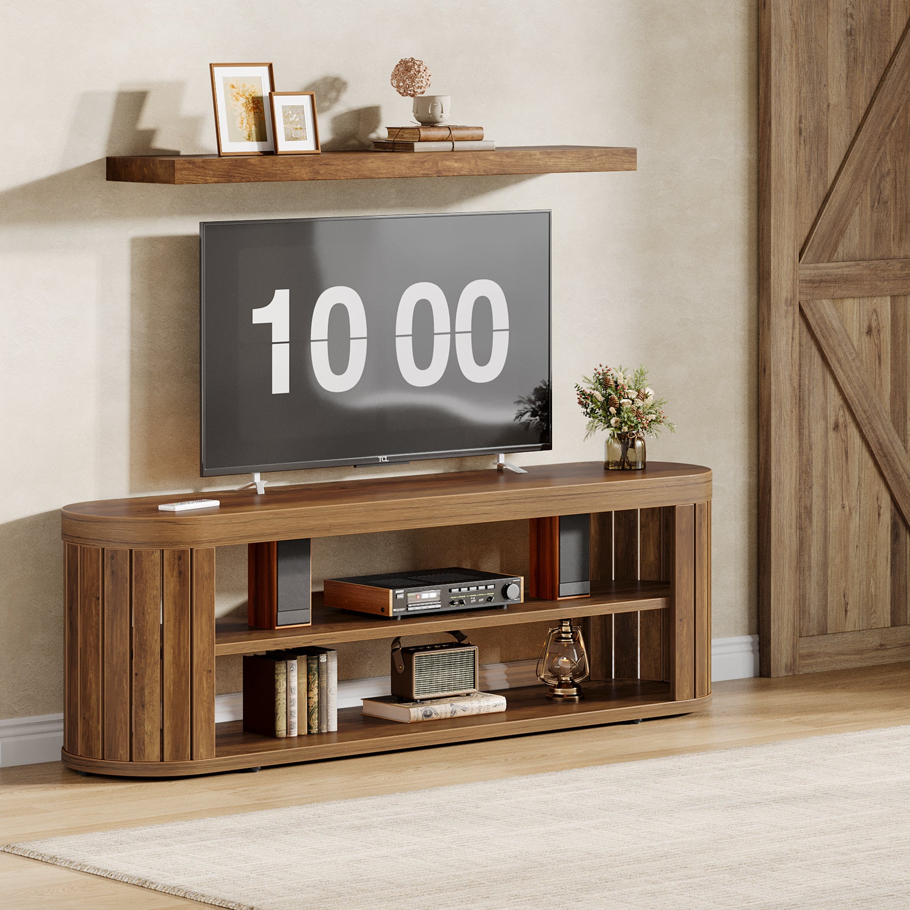 47.2" TV Stand for TVs up to 55", Entertainment Center with 2-Tier Open Storage