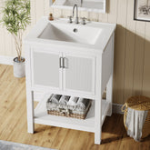 24" Bathroom Vanity, Modern Bathroom Sink Cabinet with Ceramic Basin and 2 Doors 3