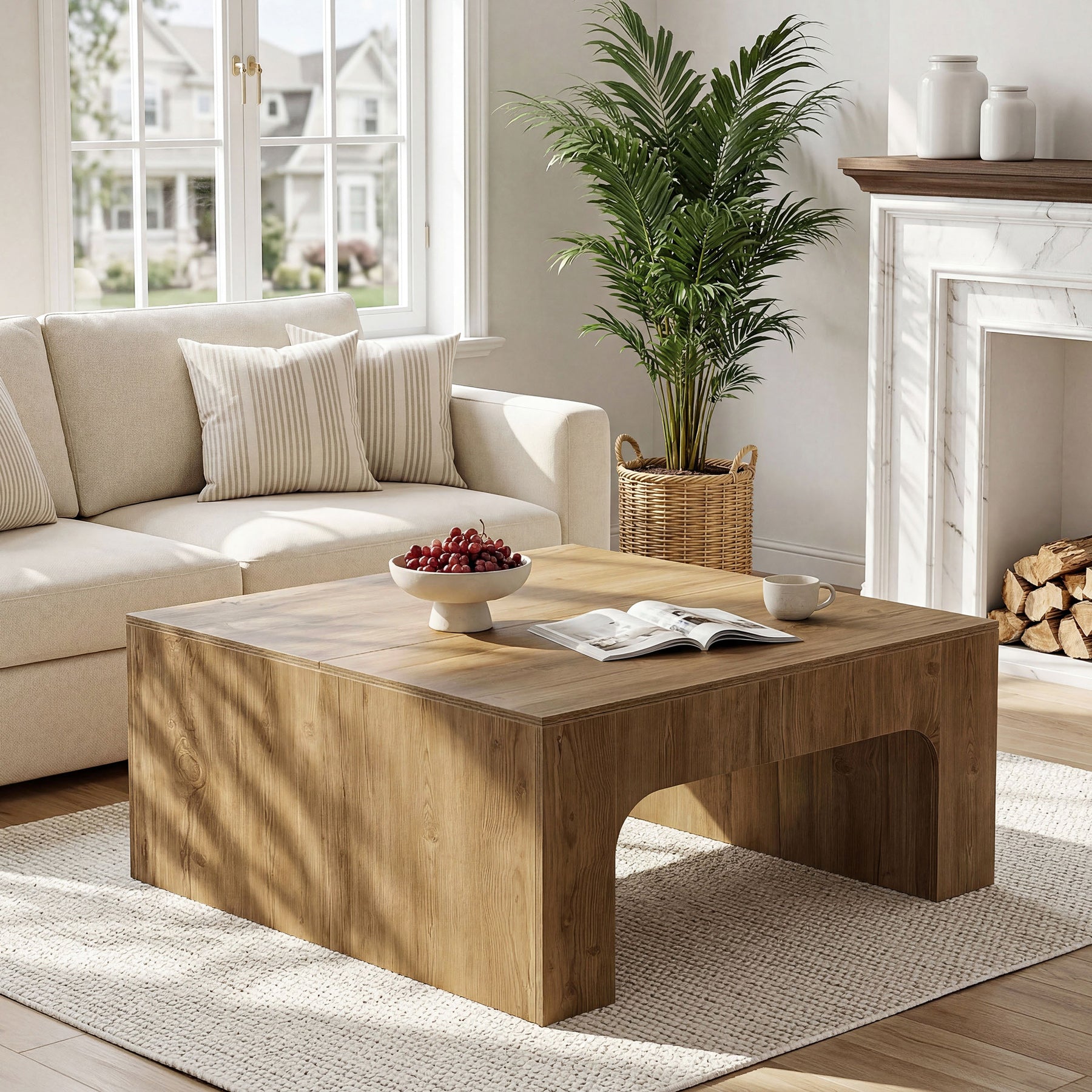 Tribesigns 39" Square Coffee Table, Wooden Farmhouse Center Table for Living Room