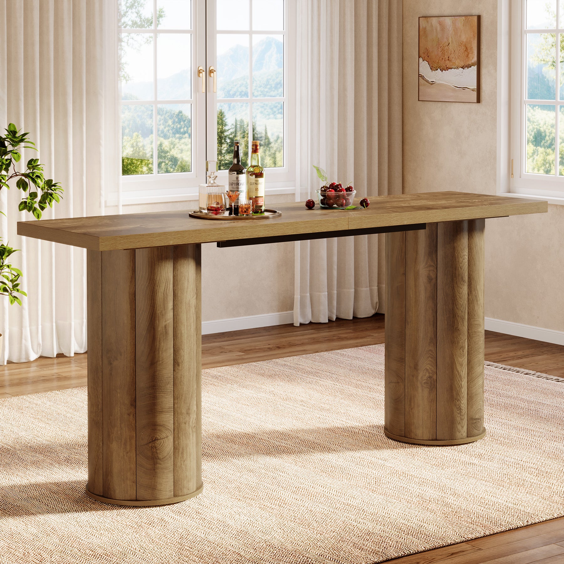 Rectangle Bar Table, 70.9" Counter Height Pub Table for Kitchen Dining Room
