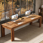 Solid Wood 2-Person Desk, 78.7" Computer Desk with Chunky Wood Legs for Home Office 3