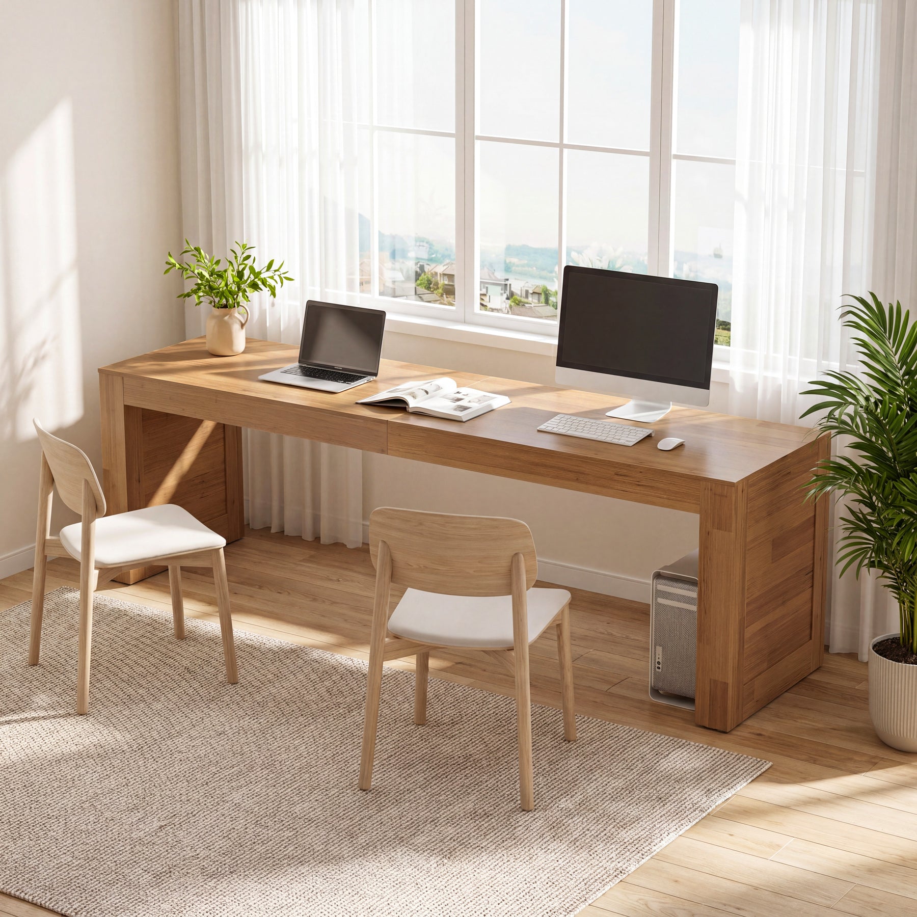 78.74" Two-Person Desk, Double Computer Desk Writing Table for Home Office