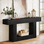 63" Wooden Console Table, Farmhouse 2-Tier Sofa Table Entryway Table