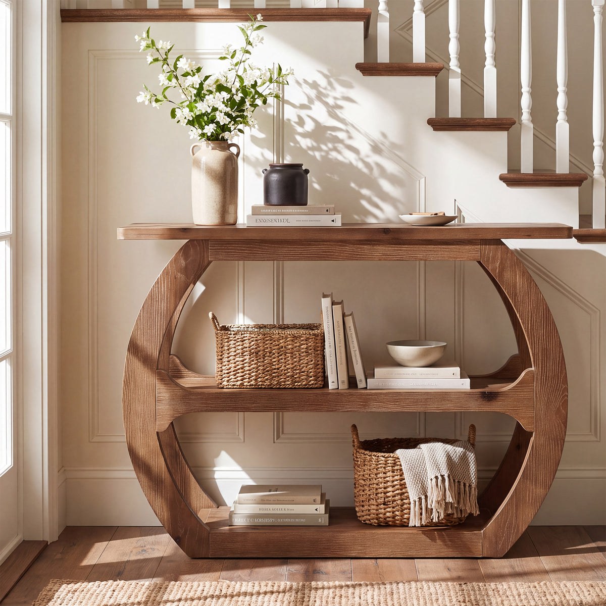 41" 2-Tier Solid Wood Console Table, Small Entryway Sofa Table, Farmhouse  Living Room