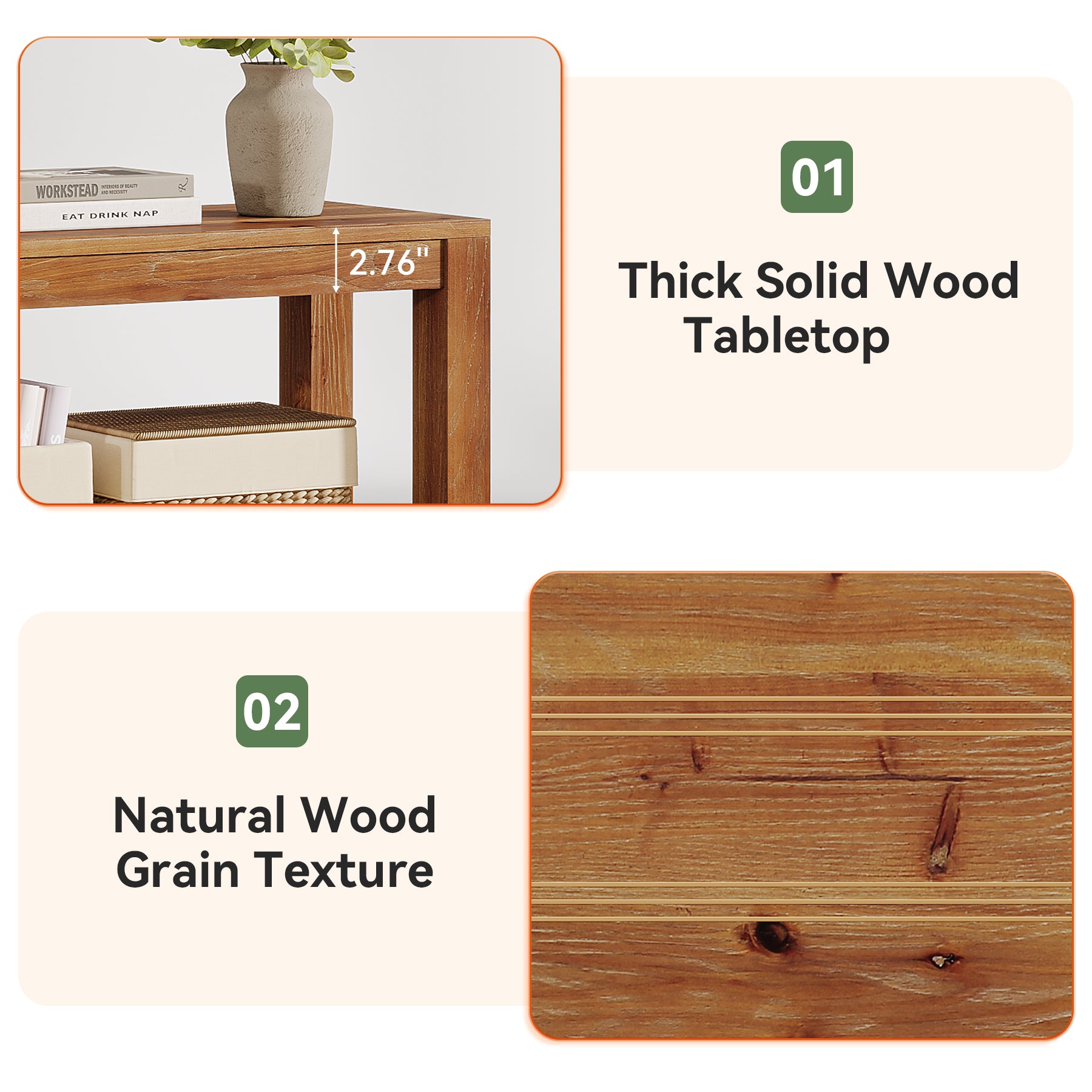71" Farmhouse Entryway Bench with Storage Shelf, Solid Wood Shoe Bench, Hallway Mudroom