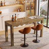 59" Bar Table for 4-6, Counter Height Pub Table with Wavy Curved Apron 3