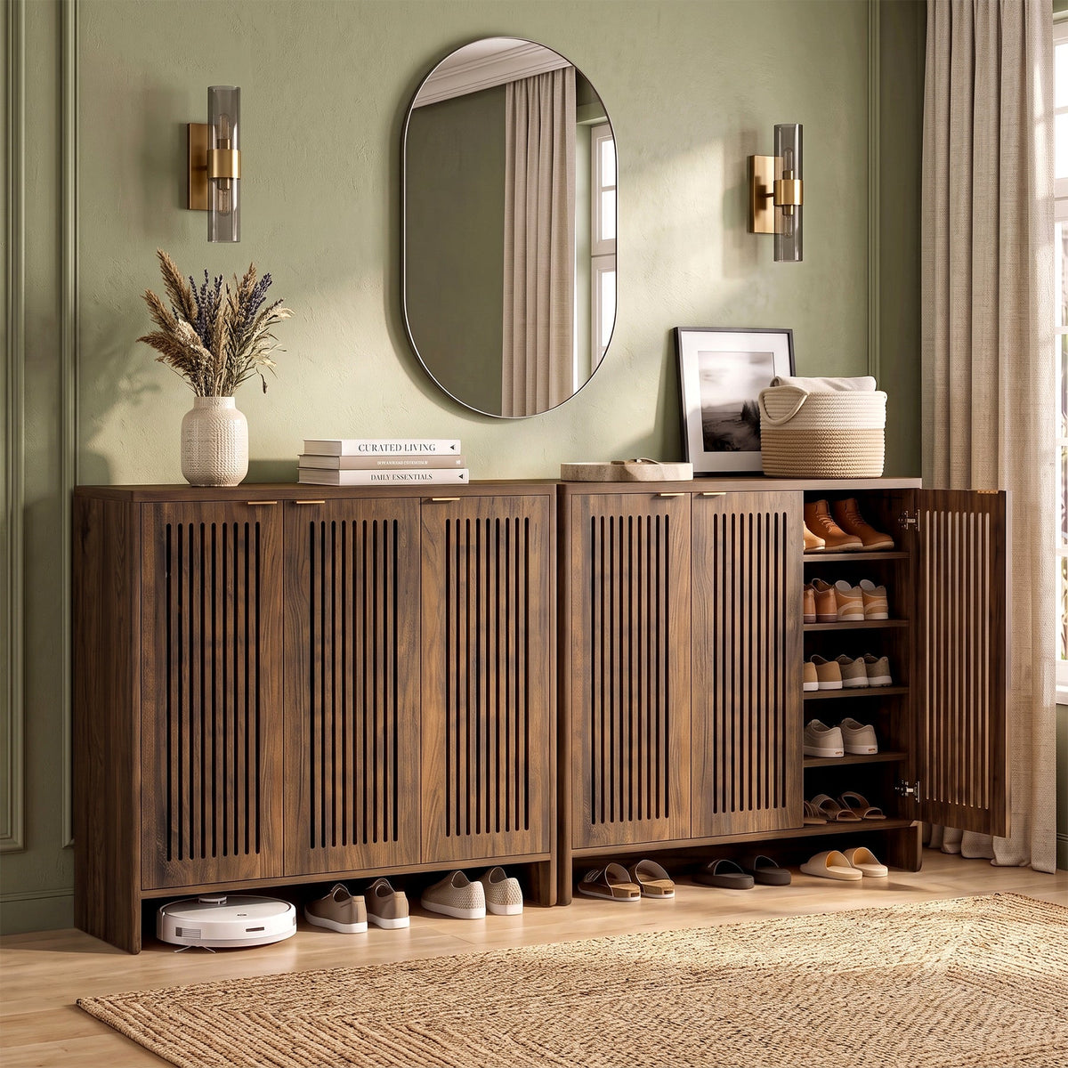 5-Tier Shoe Cabinet with Doors, Wooden Shoe Storage for 25-30 Pairs with Adjustable Shelves