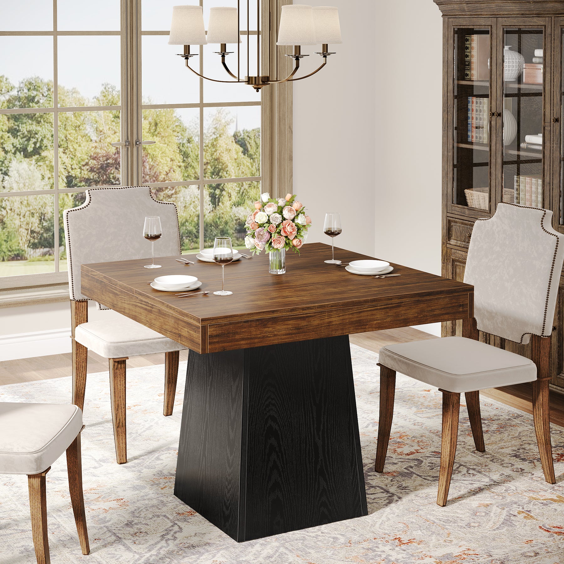 31.5" Dining Table, Square Farmhouse Kitchen Table Dinner Table for 4