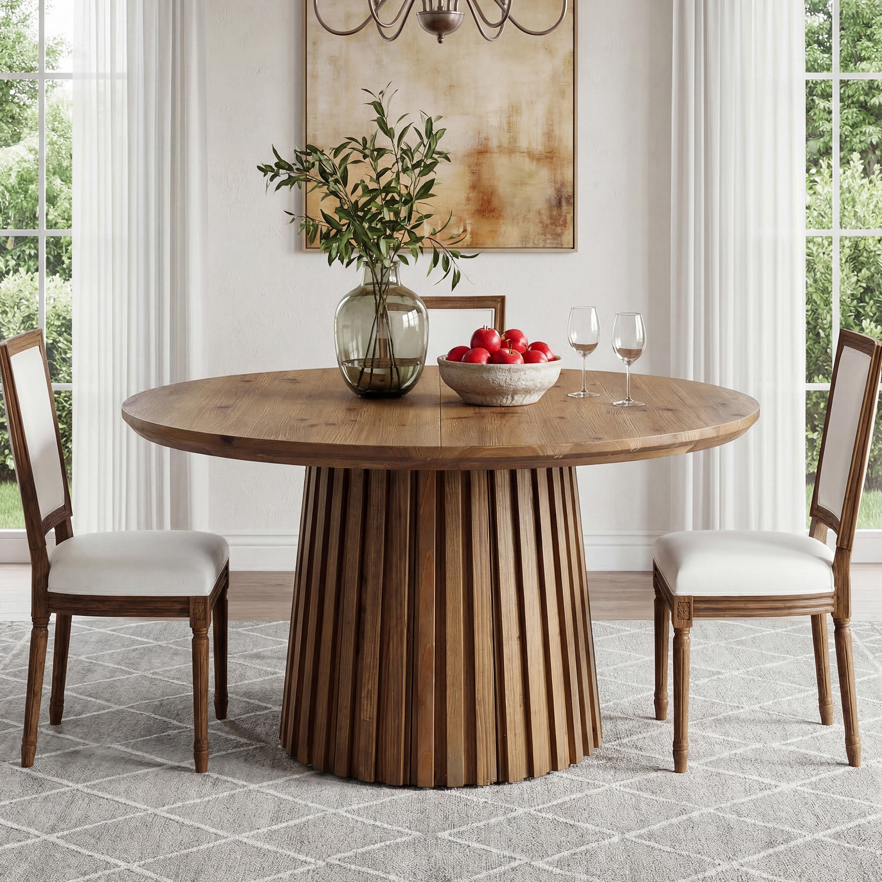Tribesigns 47.24" Round Dining Table, Solid Wood Table for 4-6 People